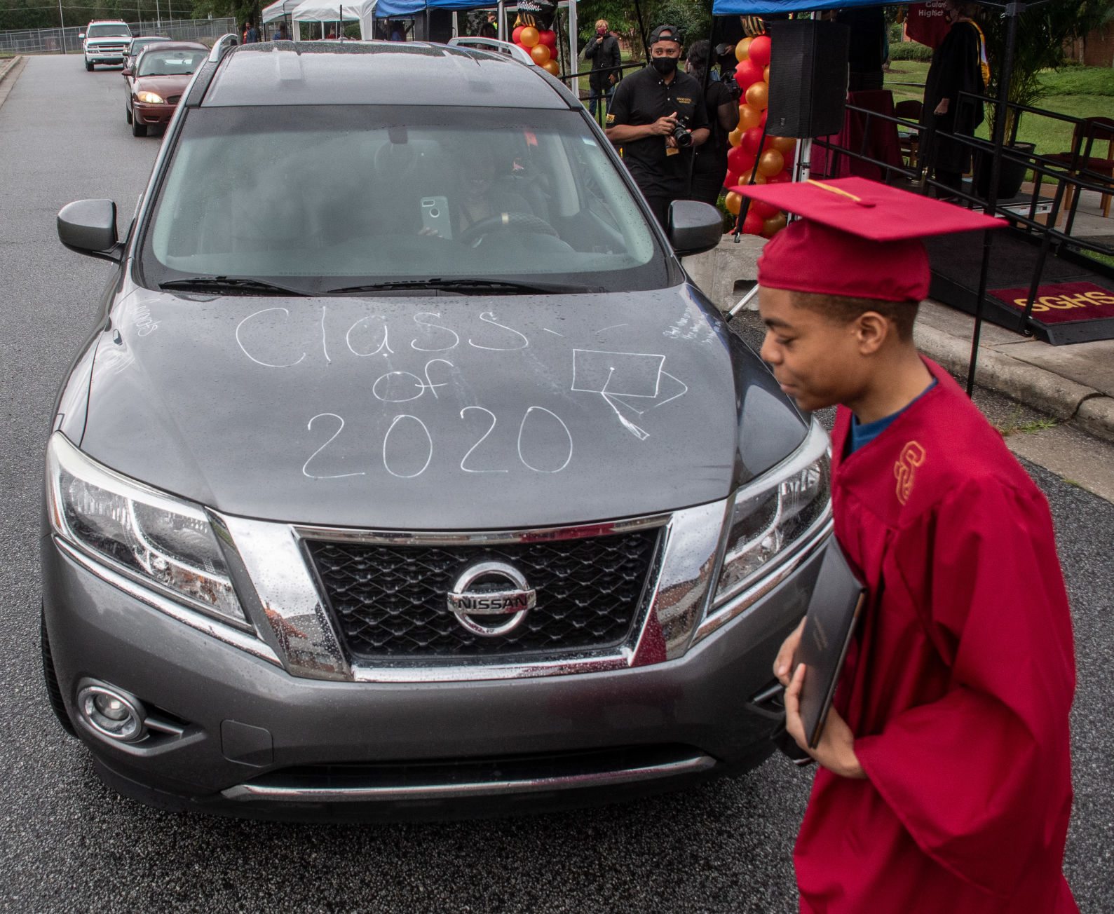 Southern Guilford High School's drive-thru graduation
